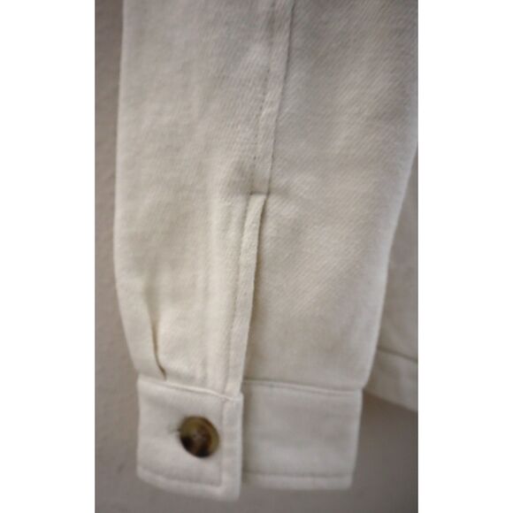 Aeropostale 9569 Women's Sz S Ivory Flannel Sherpa-Lined Shirt Jacket Shacket - Picture 4 of 10